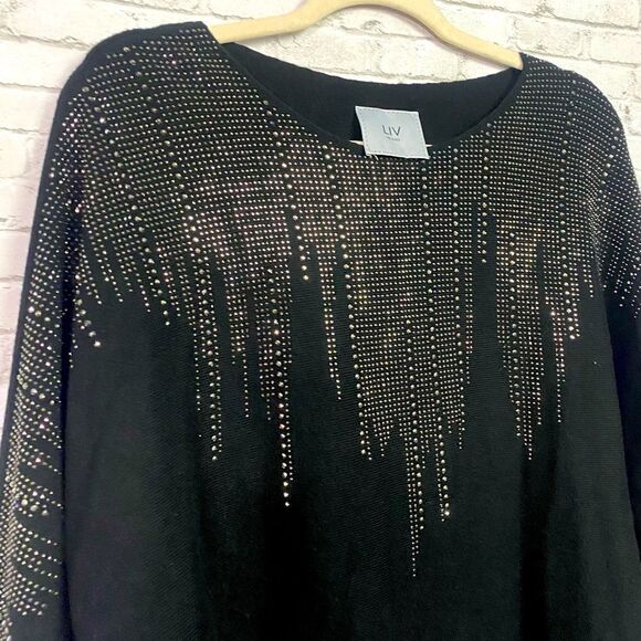 LIV‎ MILANO JEWEL EMBELLISHED SWEATER SZ L - Picture 2 of 4
